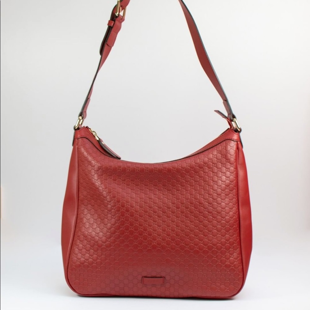 Brand New Authentic Gucci Shoulder Guccissima Large Red Leather